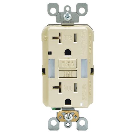 leviton  amp smartlockpro tamper resistant gfci outlet  guide light ivory gfnl