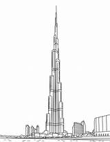 Burj Khalifa Dubai Coloring Pages Sketch Drawing Building Drawings Printable Uae Supercoloring Arab Kids Architecture Color Buildings Al City Template sketch template