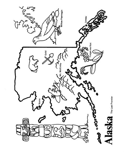 usa printables alaska state outline map  state  alaska coloring pages
