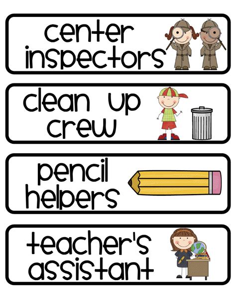 printable job chart  preschool