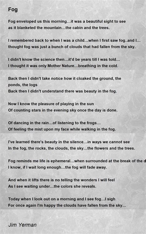 fog fog poem  jim yerman