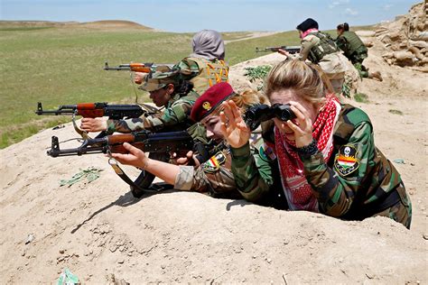female yazidi and kurdish fighters take up arms against