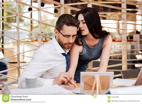 Excited Woman Seducing Her Boss Stock Image Image Of