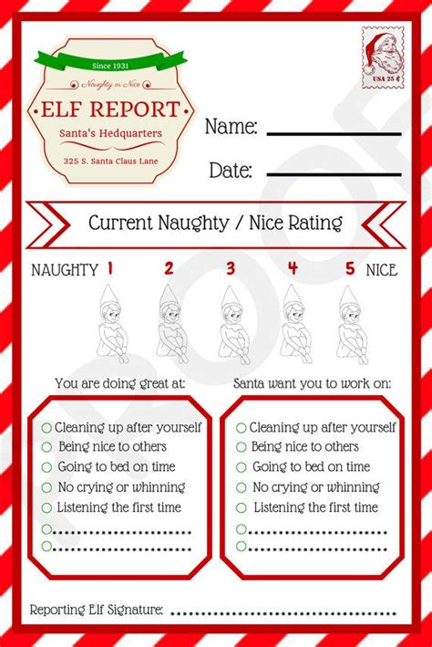 official elf report printable  printable templates