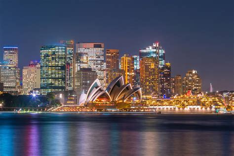 downtown sydney skyline  australia  twilight opera house