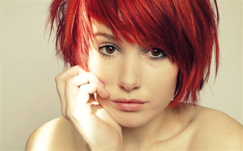 women model redhead face portrait brown eyes short hair