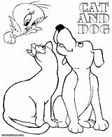 Cat Dog Coloring Pages Bird Colorings sketch template