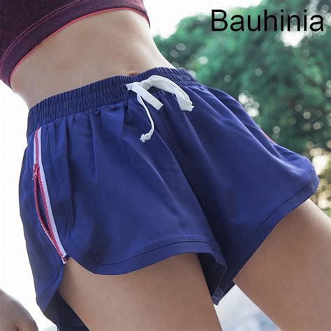bauhinia elastic gym running shorts for women fitness outdoor loose