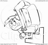 Boy Clipart Stairs Mover Carrying Couch Coloring Cartoon Toonaday Outlined Vector Regarding Notes sketch template
