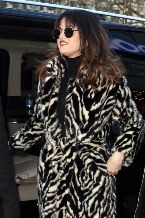 Selena Gomez S Mango Zebra Coat And Burberry Leopard Coat