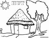 Coloring Hut Pages African Popular sketch template