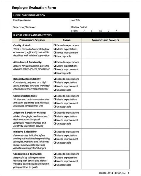 template printable employee evaluation form  advice