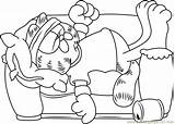 Garfield Coloring Sleeping Sofa Pages Printable Getcolorings Coloringpages101 Color sketch template