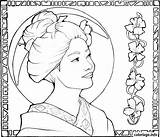 Geisha Coloring Pages Japanese Japon Japan Girl Coloriage Drawing Disegni Colorare Da Drawings Moonlight Adult Therapy Getcolorings Color Colorings Stress sketch template