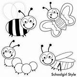 Bugs Color Classroom Style Insects Theme Bug Schoolgirl Bee Preschool Garden Butterfly School Ladybug Coloring Pages Themes Caterpillar Grasshopper Dots sketch template