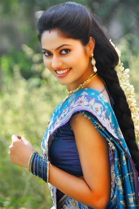 Cute South Indian Actress Suhashini In Blue Saree Latest