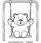 Teddy Bear Clipart Cartoon Swinging Royalty Perera Lal Vector Illustration 2021 sketch template