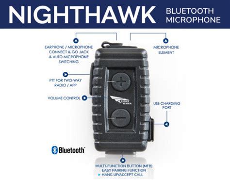 nighthawk bluetooth body microphone earphone connection