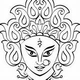 Durga Outline Goddess Navratri Maa sketch template