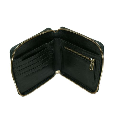 marc  marc jacobs black genuine leather small zip  wallet