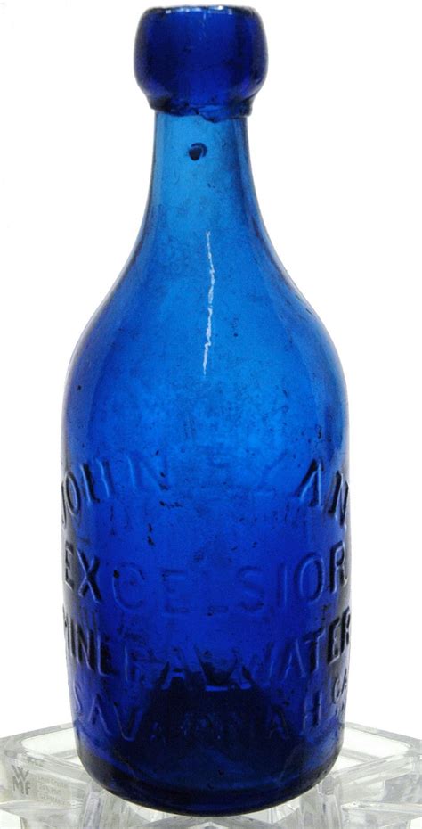 Antique Mineral Water Bottle Cobalt Blue J Ryan Excelsior Iron Pontil