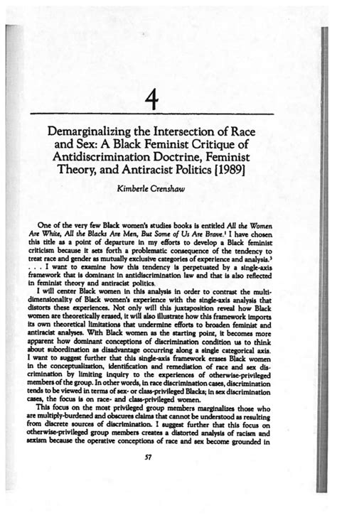 Demarginalizing The Intersection Of Race And Sex A Black