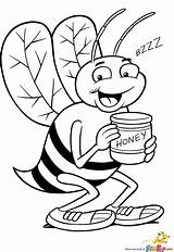 Caricature Bees Colouring sketch template