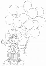 Clown Balloons Holding Outline Coloring Vector Preview sketch template