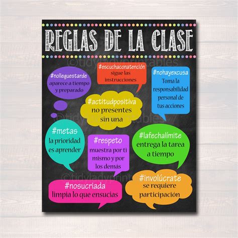 hashtag spanish classroom rules poster classroom policies