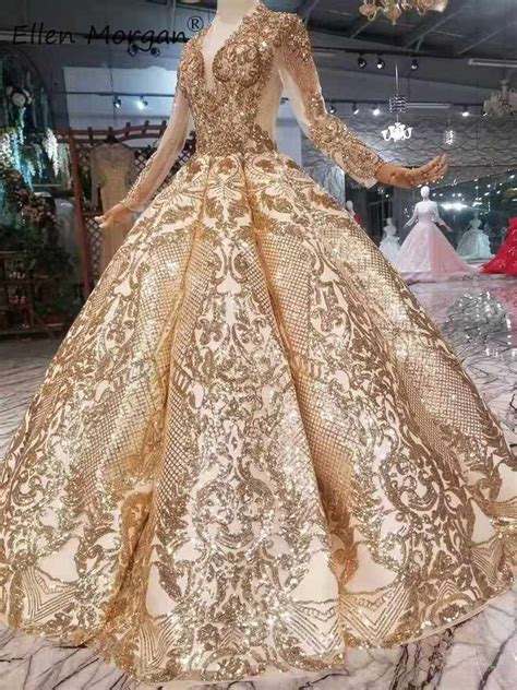 Vintage Gold Wedding Dresses Ball Gowns Luxury 2020 Long