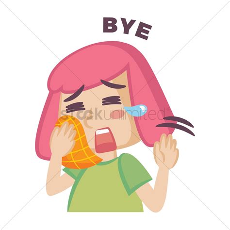 Cartoon Girl Waving Goodbye Vector Image 1955523