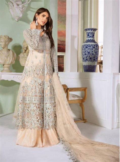 exclusive  wedding wear trendy cream suit latest kurti designs