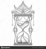 Hourglass Timer Dotwork Alchemist Shi Panki sketch template