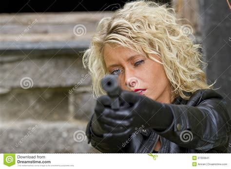 Woman With Silencer Gun Stock Image Image 27333941