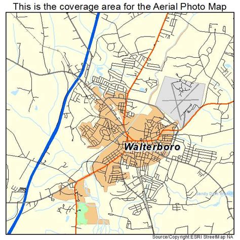 aerial photography map  walterboro sc south carolina