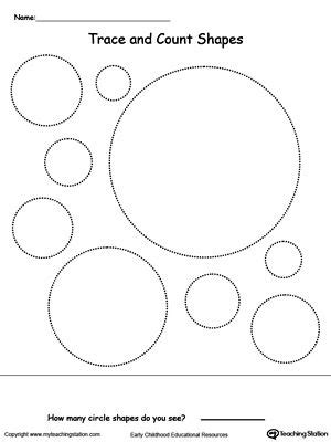 trace  count circle shapes shapes worksheets circle shape shape