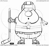 Hockey Chubby Surprised Player Man Clipart Cartoon Cory Thoman Outlined Coloring Vector sketch template