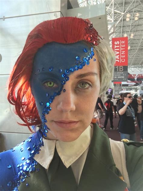 brilliantly hand made cosplay of mystique in mid transformation wows everyone at nycc
