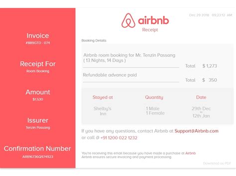 airbnb receipt template  templates  resume examples vrogue