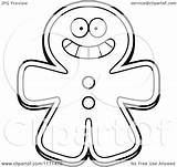Gingerbread Man Mascot Mad Happy Clipart Cartoon Coloring Grinning Thoman Cory Outlined Vector Royalty Clipartof sketch template