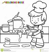 Cooking Coloring Kitchen Boy Making Mess Vector Messy Outline Pages Illustration Clipart Little Kids Stock Book Illustrations Vectors Clip Google sketch template
