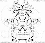 Pudgy Jester Arms Open Clipart Cartoon Outlined Coloring Vector Thoman Cory Royalty sketch template