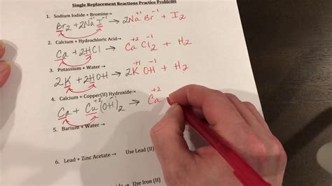 single replacement reactions practice problems youtube