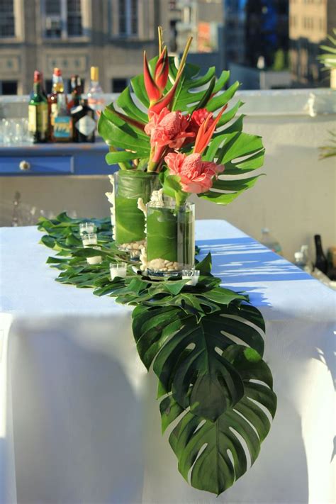 image result  tropical centerpieces  long tables bridal shower