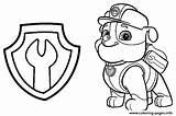 Patrol Rubble Paw Coloring Pages Badge Mechanic Printable sketch template