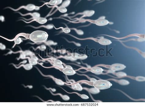 3d Illustration Sperm Cells Moving Right Stock Illustration 687532024