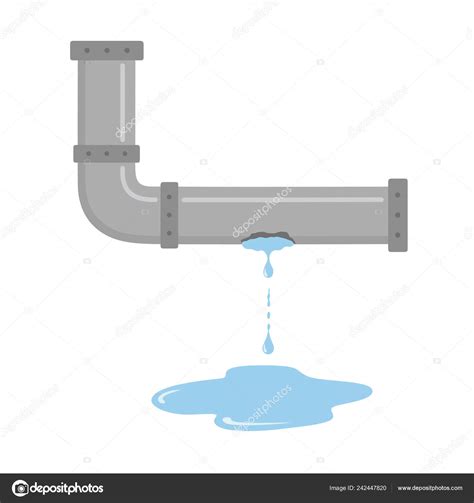 leaking pipe  flowing water vector illustration stock vector image