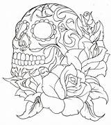 Skull Coloring Pages Paint Numbers Roses Sugar Printable Adults Templates Adult Drawing Rose Number Tattoo Skulls Color Printables Colouring Painting sketch template