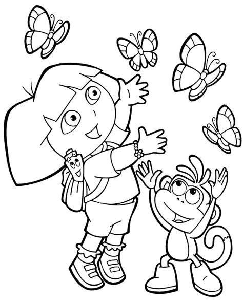 printable coloring page  dora  monkey boots