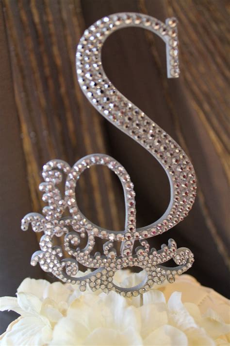 6 Stunning Crystal Monogram Cake Topper With By Barbiehilldesigns 150